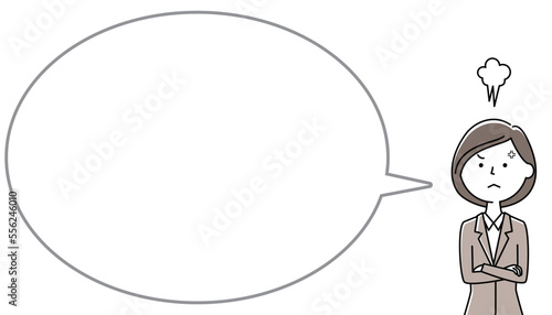 怒るスーツの女性　ふきだし