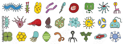 Bacteria of virus vector color set icon.Vector illustration infection germ on white background.Isolated set icon bacteria of virus.