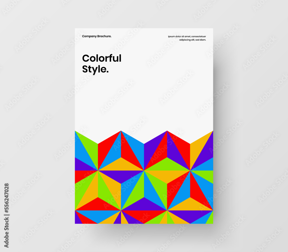 Multicolored mosaic shapes corporate identity template. Bright company cover design vector concept.