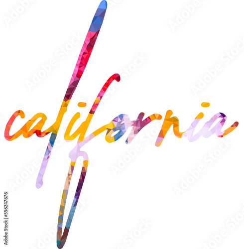 An isolated illustration of calligraphic lettering California. California handwritten calligraphy name of USA state. Hand drawn brush calligraphy.