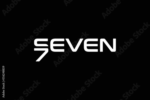 Minimal Awesome Trendy Professional Letter Seven Logo Design Template On Black Background