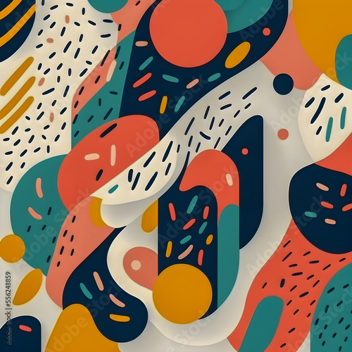 Hand drawn flat design abstract doodle pattern