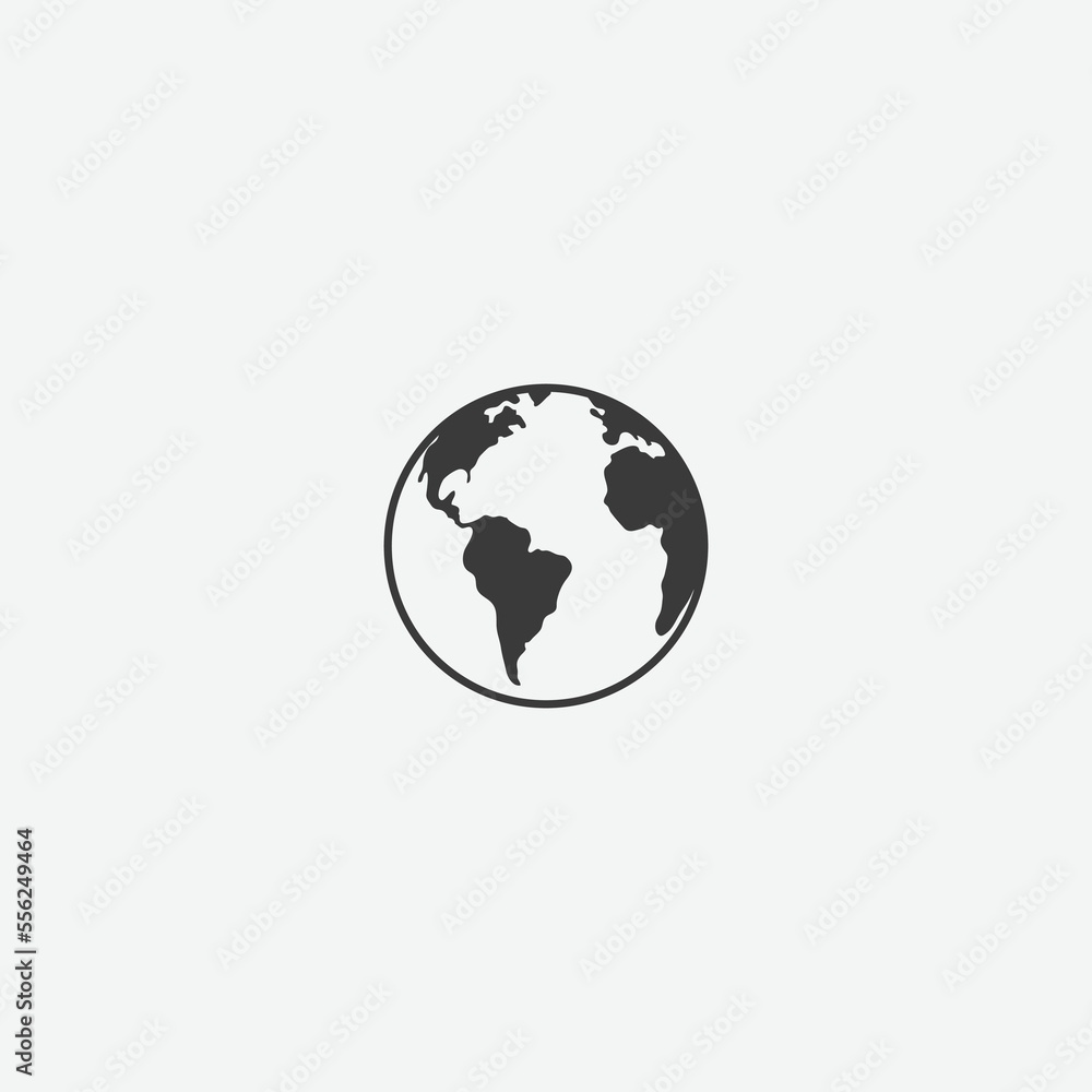 Globe icon, Earth symbol, world symbol,  website icon for contact sections