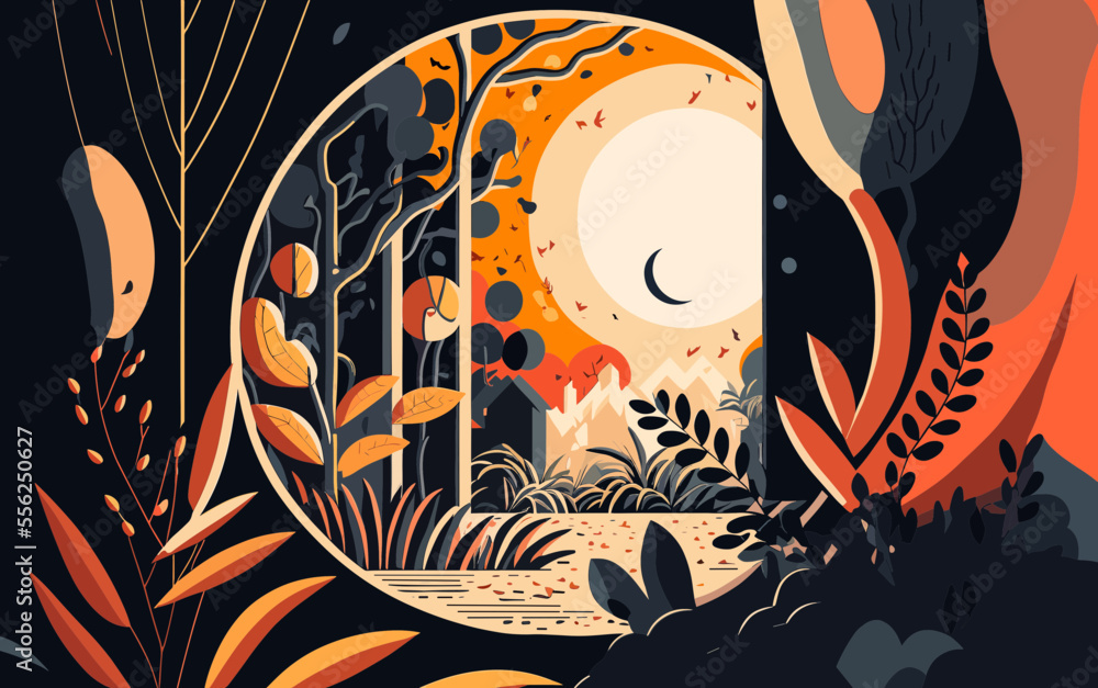Fototapeta premium An artsy illustration of a magical place in nature