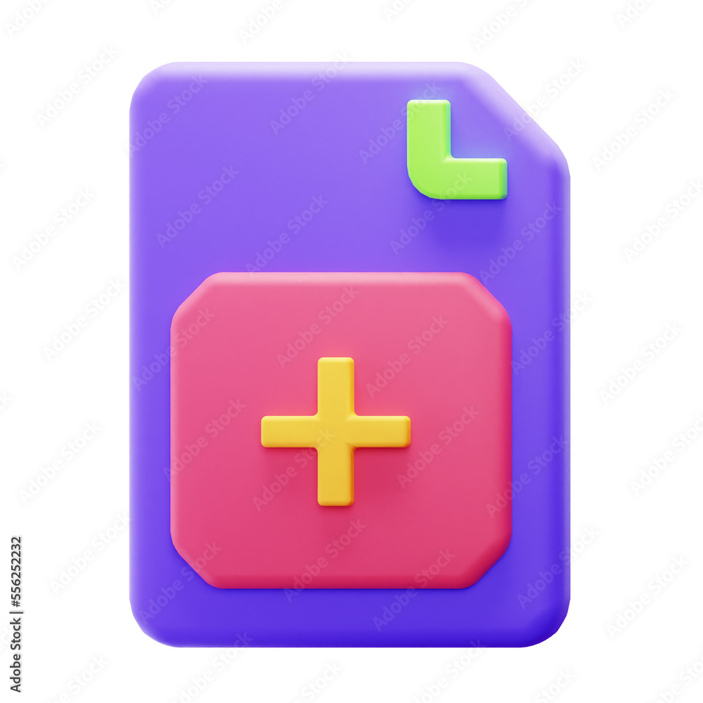 Obraz premium 3D Render New Add File Icon