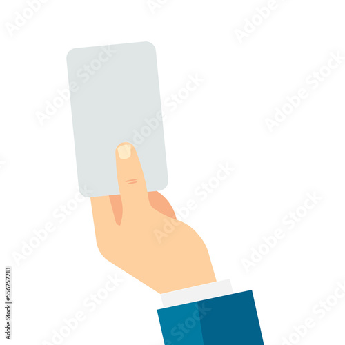 Hand business card icon flat web sign symbol logo label set.Two men's hands are holding business cards. Template flat illustration of businessman's hands and blank cards. jpg isolated on white backgro