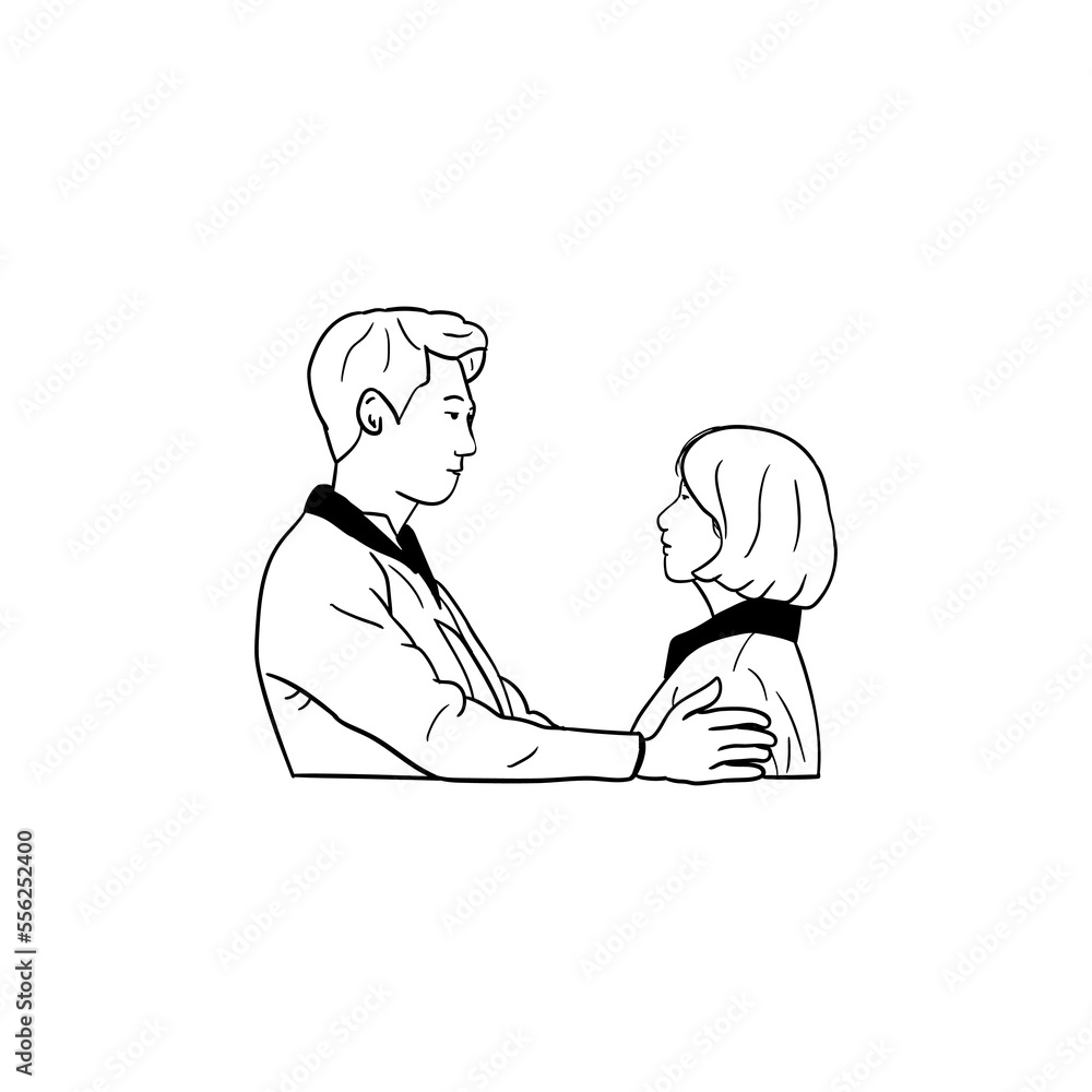 minimalistic illustration of a couple in love, line art couple minimalistic illustration of a couple in love, line art couple