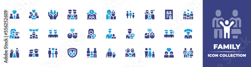 Family icon collection. Vector illustration. Containing adoption, family, parents, grandparents, document, foster family, mother, dad, couple, father, daughter, and more.