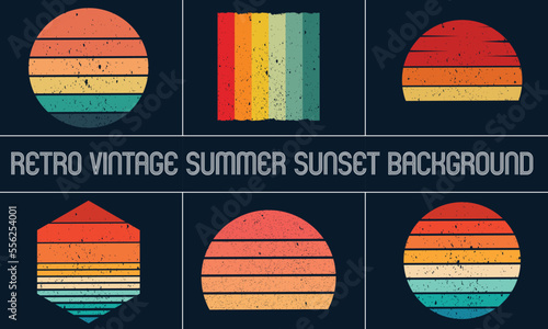 Retro vintage summer sunset set 1