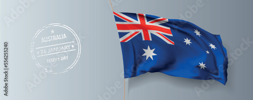 Australia happy day greeting card, banner with template text vector illustration