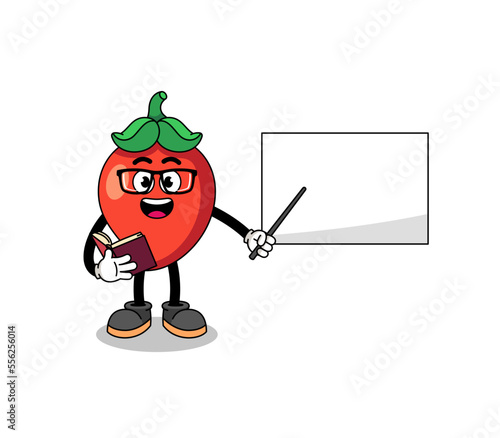 Mascot cartoon of chili pepper teacher