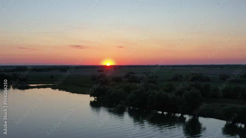 Sunset in the Danube Delta at Mila 23 Romania	