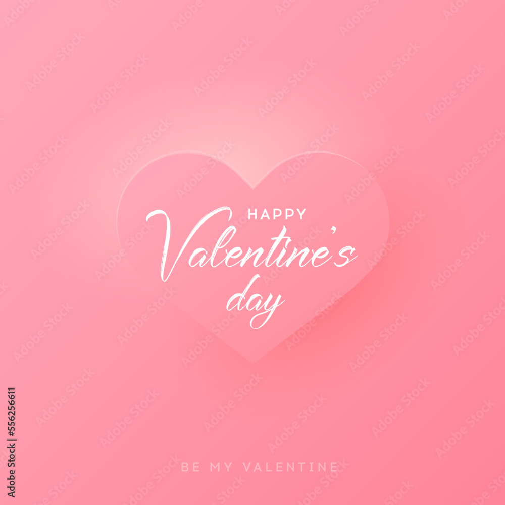 valentines day square pink banner with soft heart