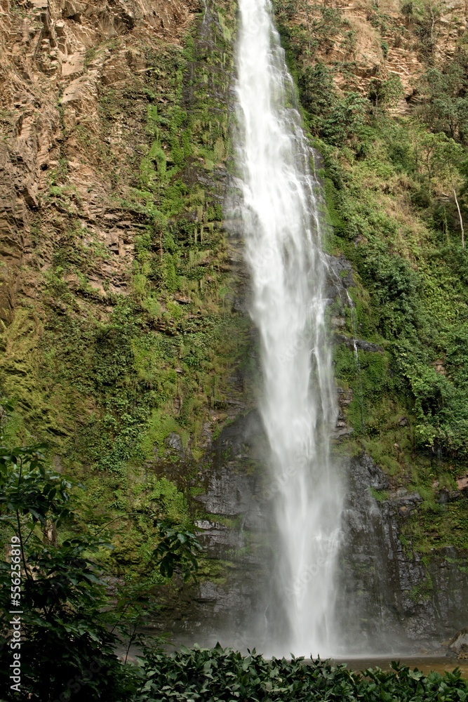 View of Wli waterfall, 80 meters high. The highest in West Africa. Located in Hohoe village, Volta region. Ghana.