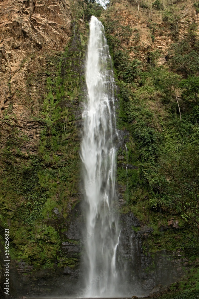 Obraz premium View of Wli waterfall, 80 meters high. The highest in West Africa. Located in Hohoe village, Volta region. Ghana.