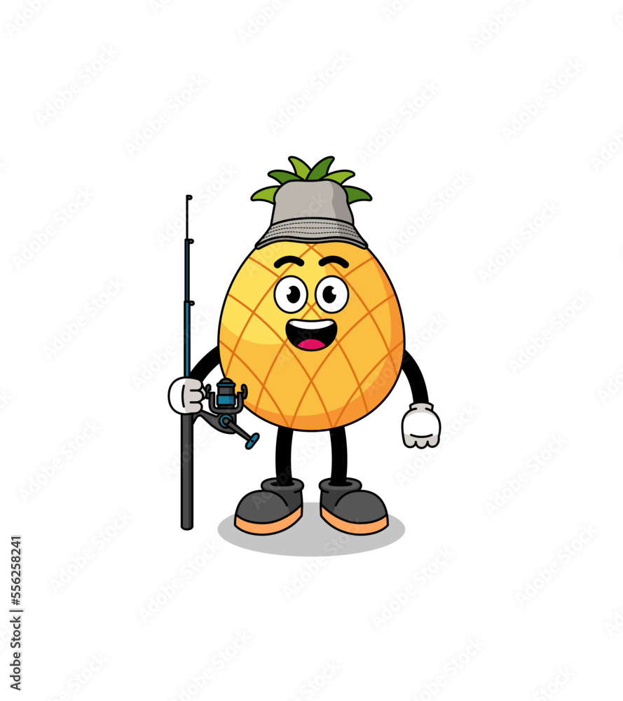 Obraz premium Mascot Illustration of pineapple fisherman