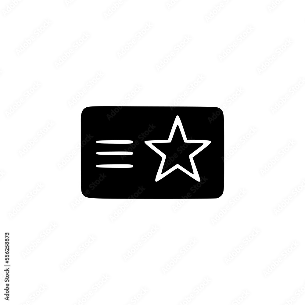 Membership card with star hand drawn icon Membership card with star hand drawn icon