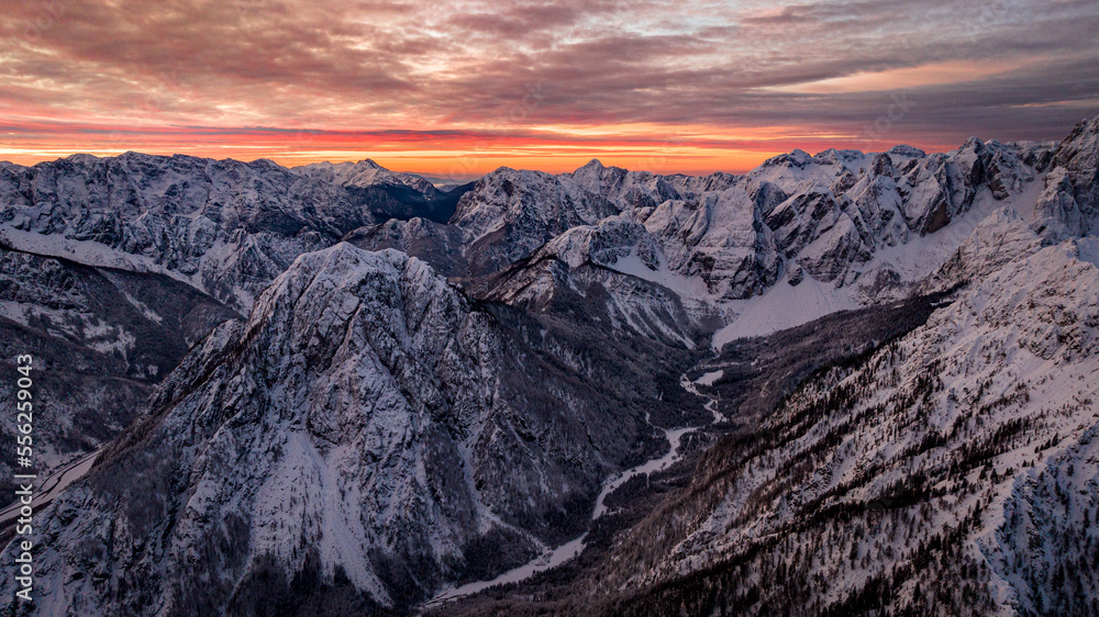 Sunrise in the mountains, Monte Lussari
