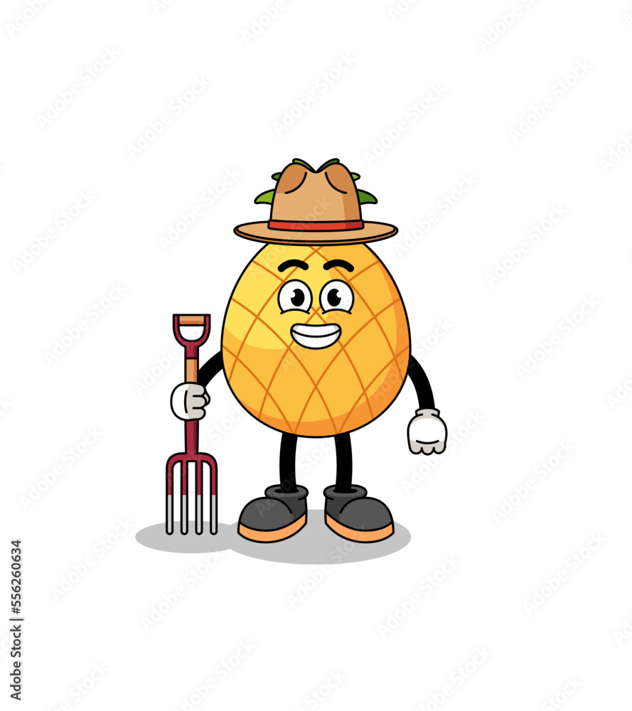 Cartoon mascot of pineapple farmer