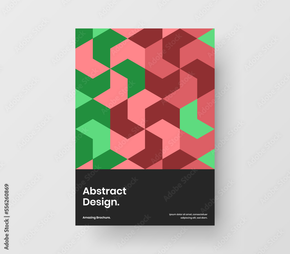 Modern mosaic pattern handbill layout. Abstract flyer A4 vector design illustration.