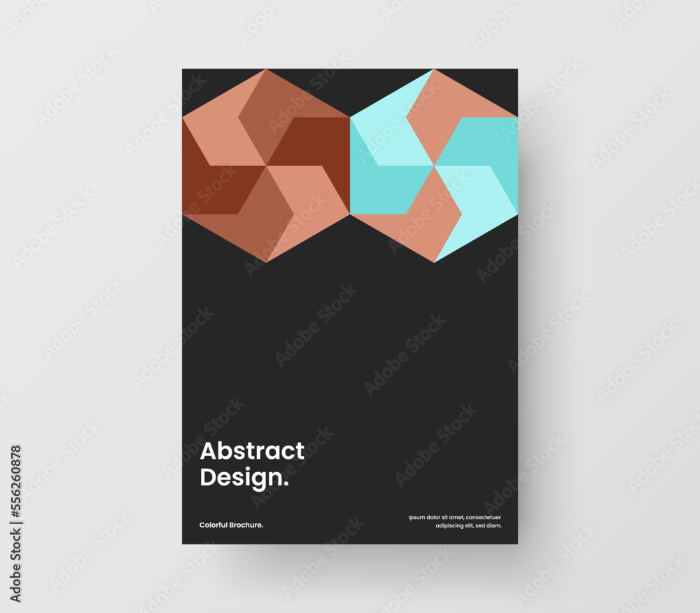 Fototapeta premium Modern corporate identity A4 design vector template. Premium geometric hexagons catalog cover layout.