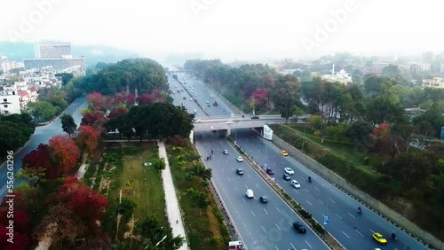 Arial view of Islamabad the capital city of Pakistan taken on 04th December 2022 over  Islamabad Expressway photo