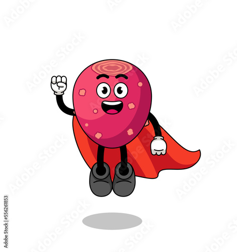 prickly pear cartoon with flying superhero