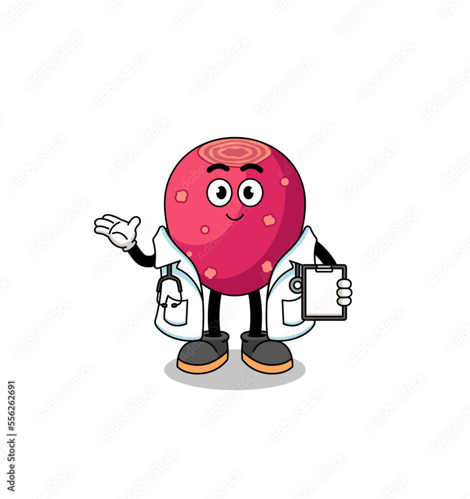 Fototapeta premium Cartoon mascot of prickly pear doctor