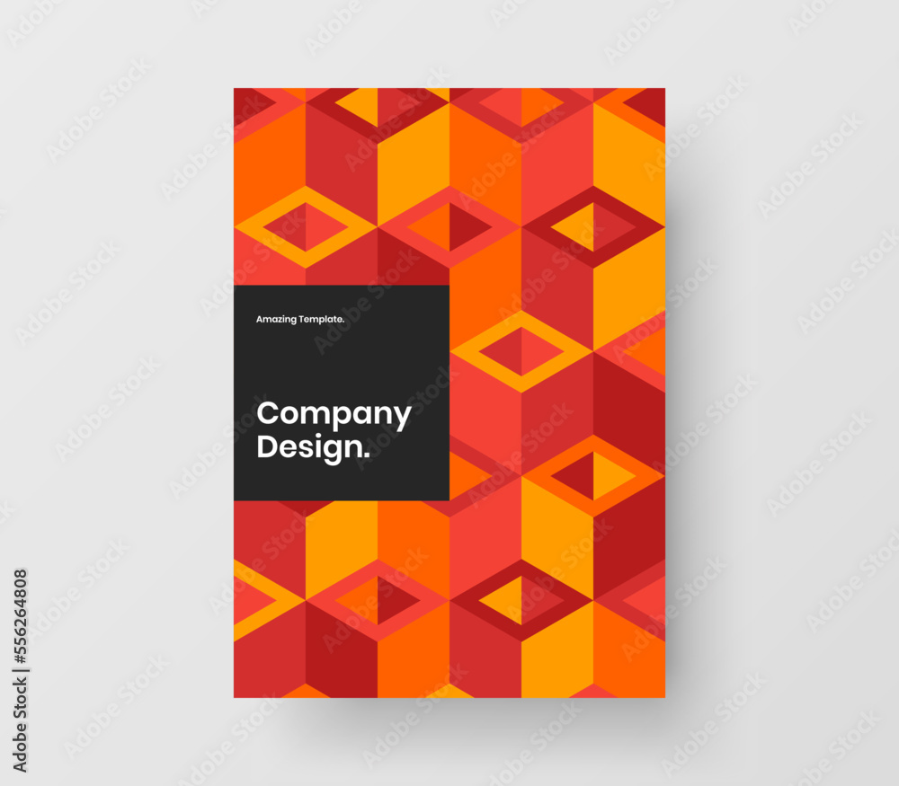Trendy geometric hexagons presentation layout. Modern annual report A4 vector design template.