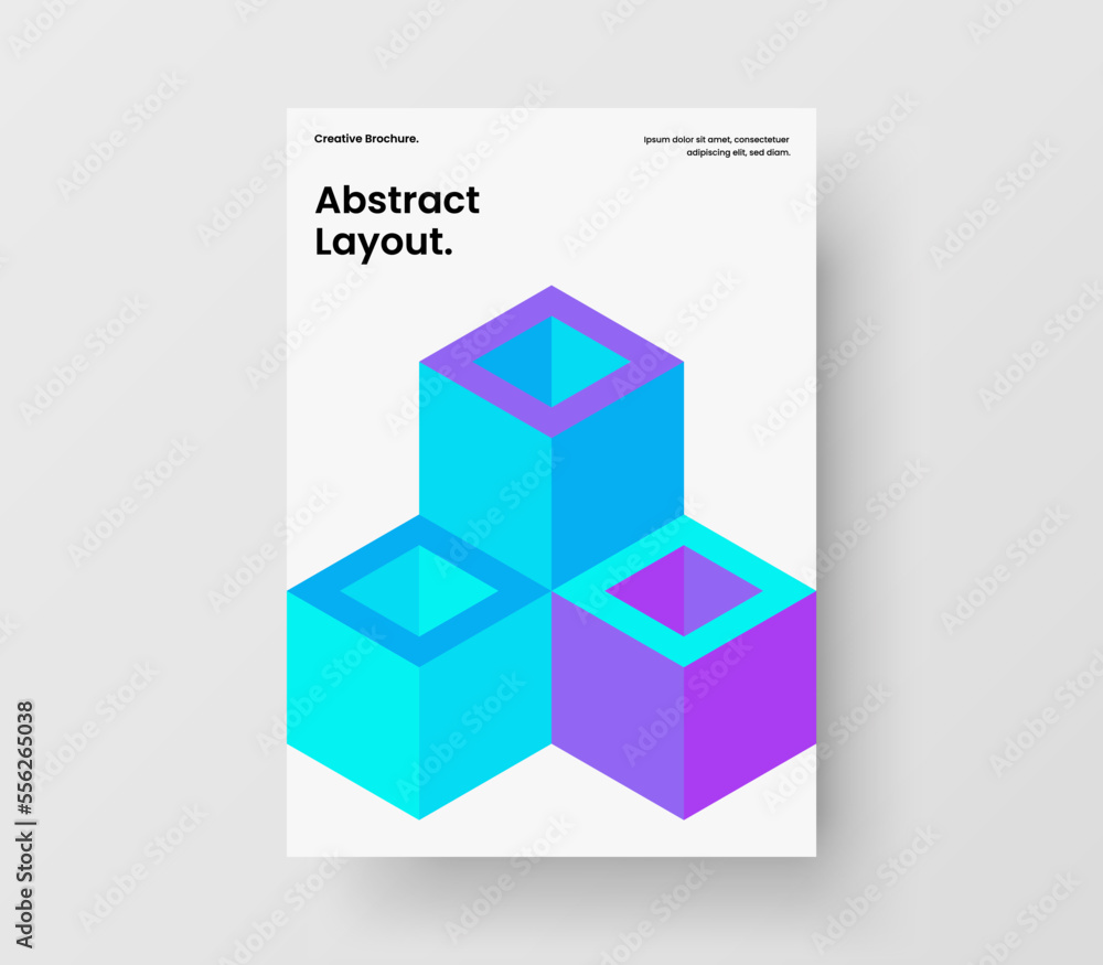 Fototapeta premium Simple corporate brochure vector design concept. Creative geometric tiles magazine cover illustration.