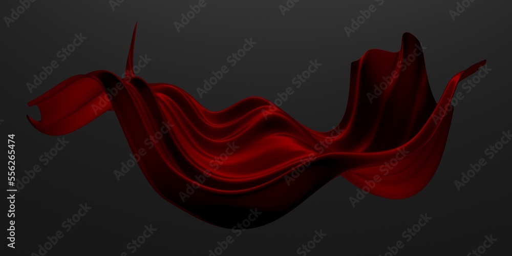 Abstract red cloth falling. Satin fabric flying in the wind Abstract red cloth falling. Satin fabric flying in the wind
