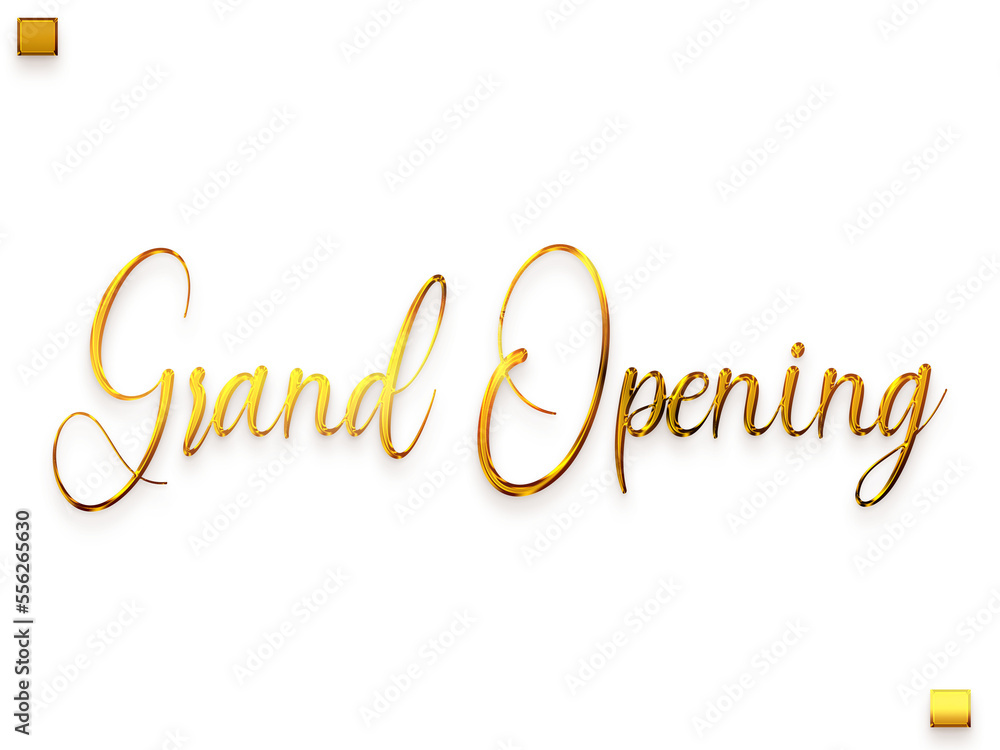 Grand Opening Invitation of Transparent PNG Gold Cursive Typography Text