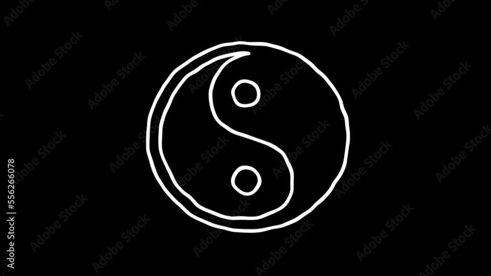 yin yang symbol animation. White Highlight Elements. Doodle loop ...