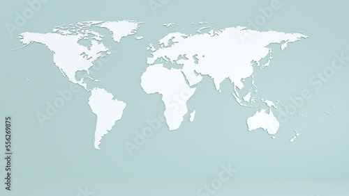 Fototapeta Naklejka Na Ścianę i Meble -  3D World map or Earth map on green planet background, 3d rendering 02