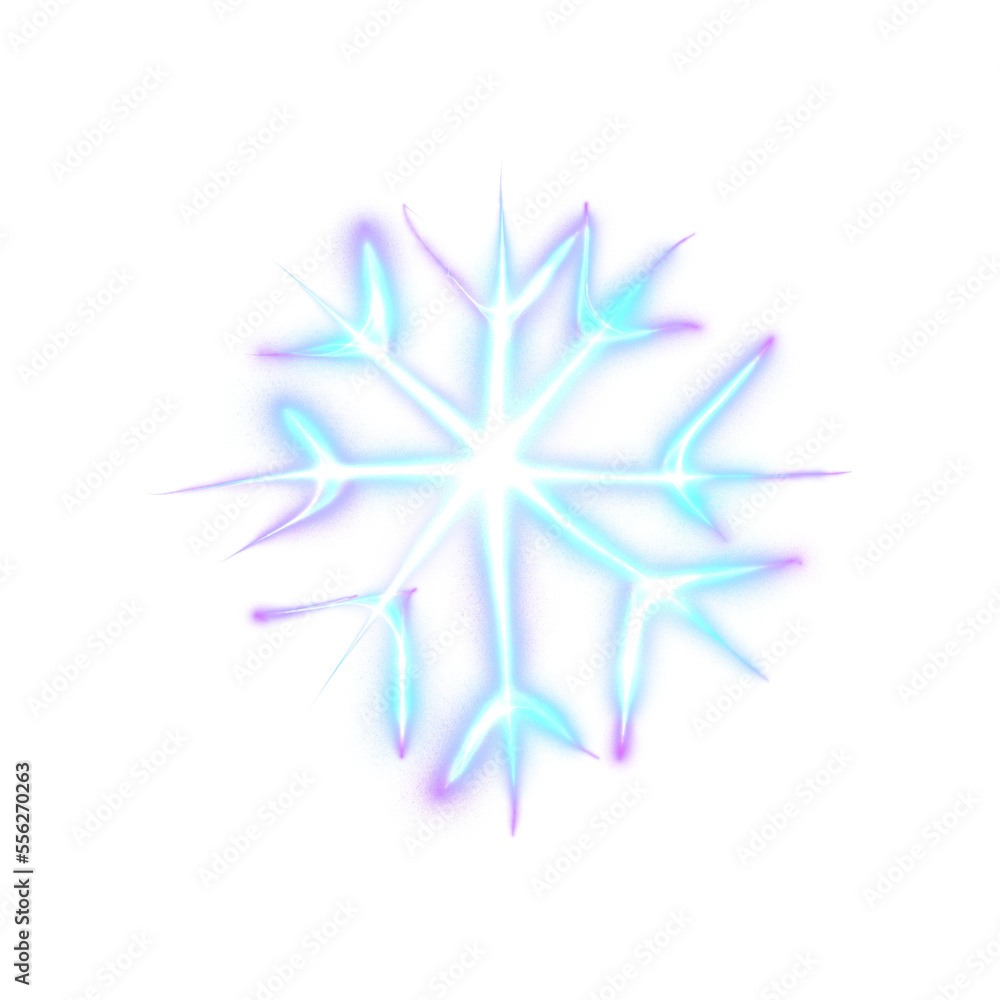 Obraz premium Blue glowing transparent snowflake, isolated icon. Merry Christmas and Happy New Year. Simple neon light. Shining winter, xmas lamp. Fluorescent, luminescent illumination. Png