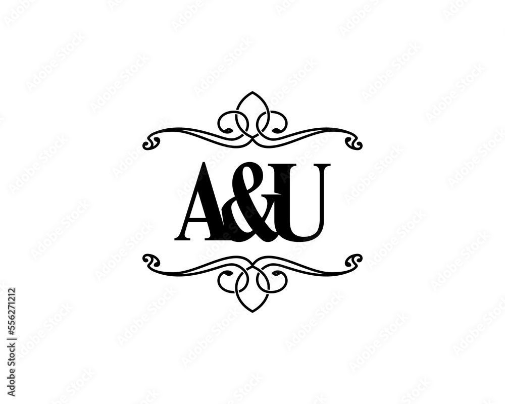 Obraz premium Letter A&U With Ornament Frame Logo Design 001