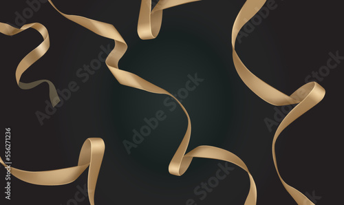 Vector abstract golden ribbon silk strips vector