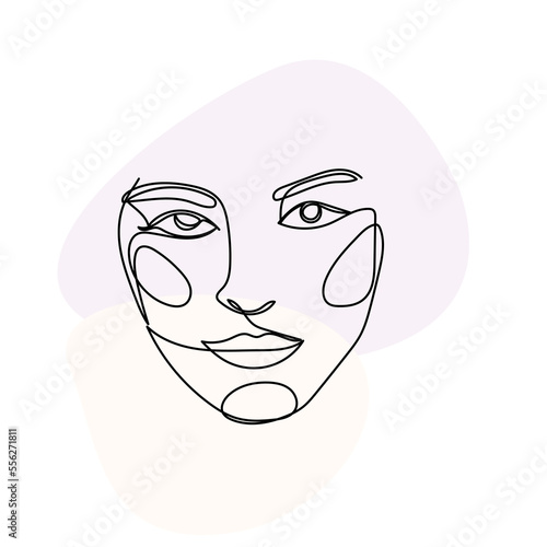 Woman Monoline Face Portrait Abstract Aesthetic Minimalist Poster Decoration Element Icon Vector Illustration Pattern Background