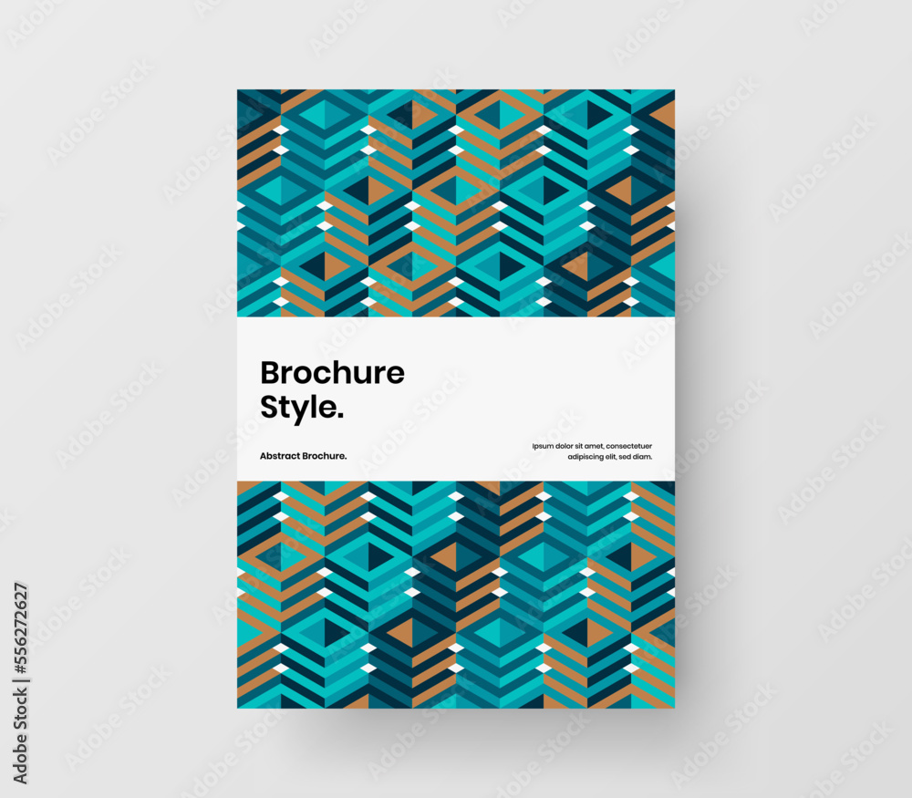 Trendy geometric pattern corporate brochure illustration. Amazing booklet design vector layout.
