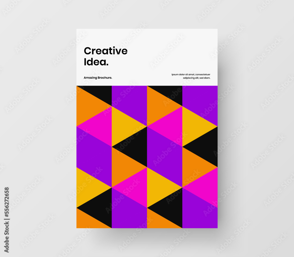 Colorful booklet vector design illustration. Original geometric tiles company cover concept.