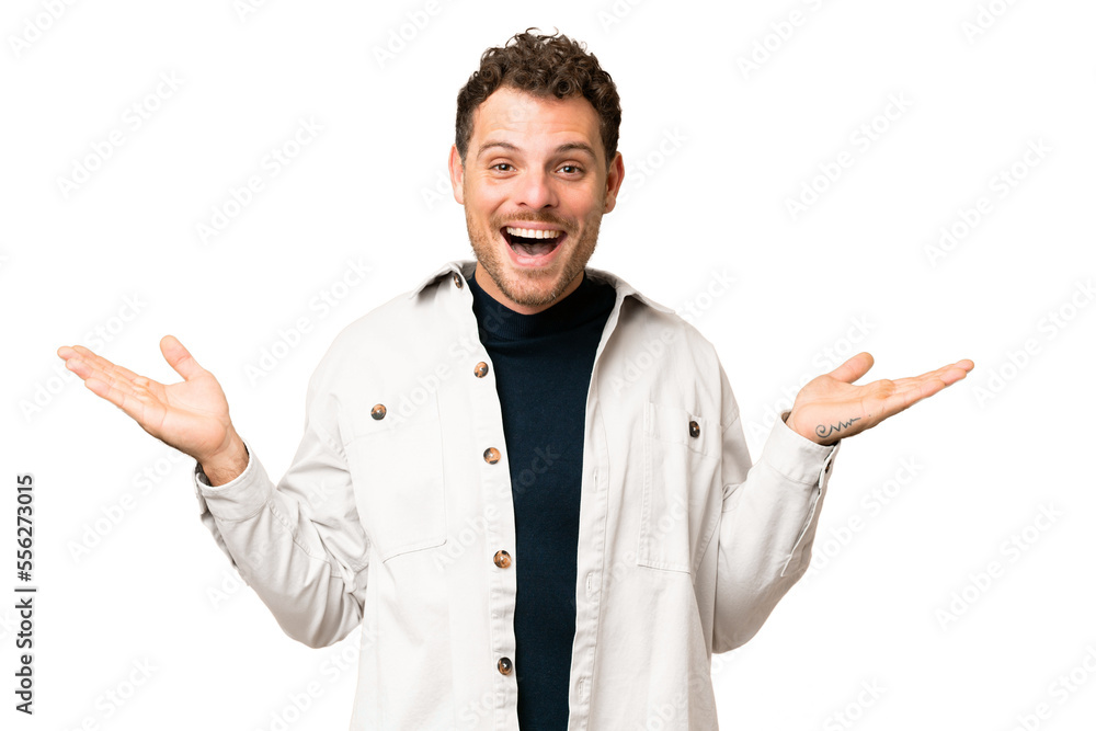Brazilian man over isolated chroma key background with shocked facial expression Brazilian man over isolated chroma key background with shocked facial expression