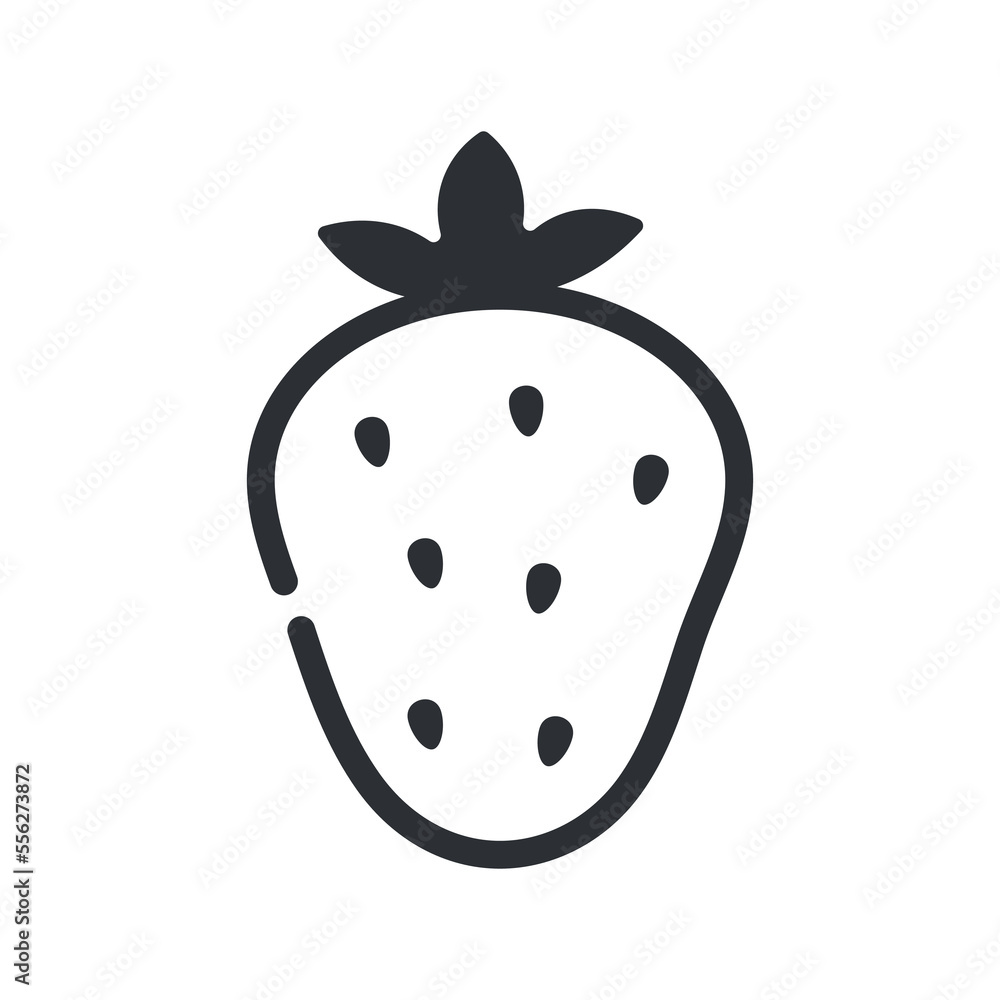 Obraz premium Strawberry line icon, outline vector sign, linear pictogram isolated on white background. Logo illustration