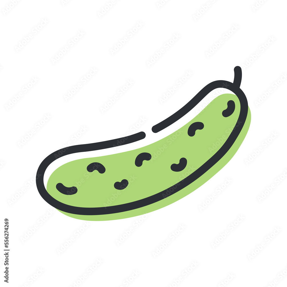 Fototapeta premium Cucumber line icon, outline vector sign, linear pictogram isolated on white background. Logo illustration