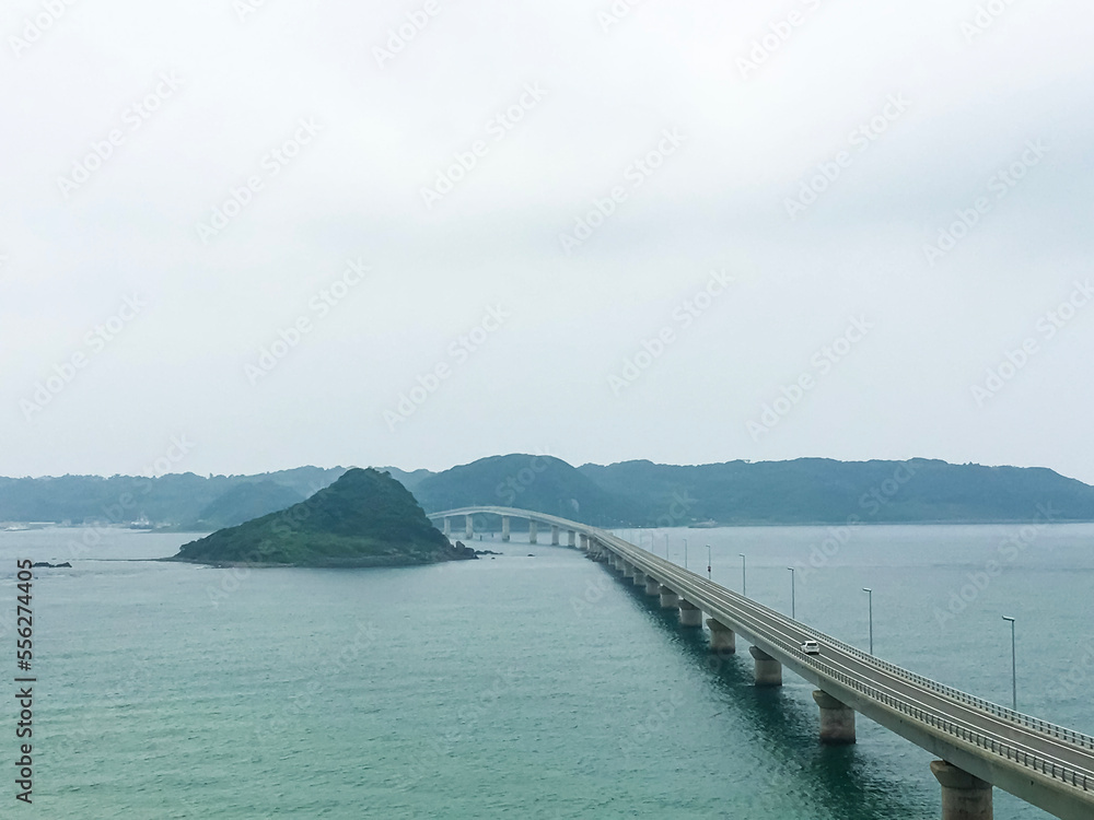 Tsunoshima Ohashi Bridge at cloudy summer day, Shimonoseki, Yamaguchi, Japan