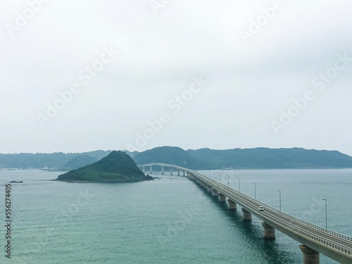 Tsunoshima Ohashi Bridge at cloudy summer day, Shimonoseki, Yamaguchi, Japan