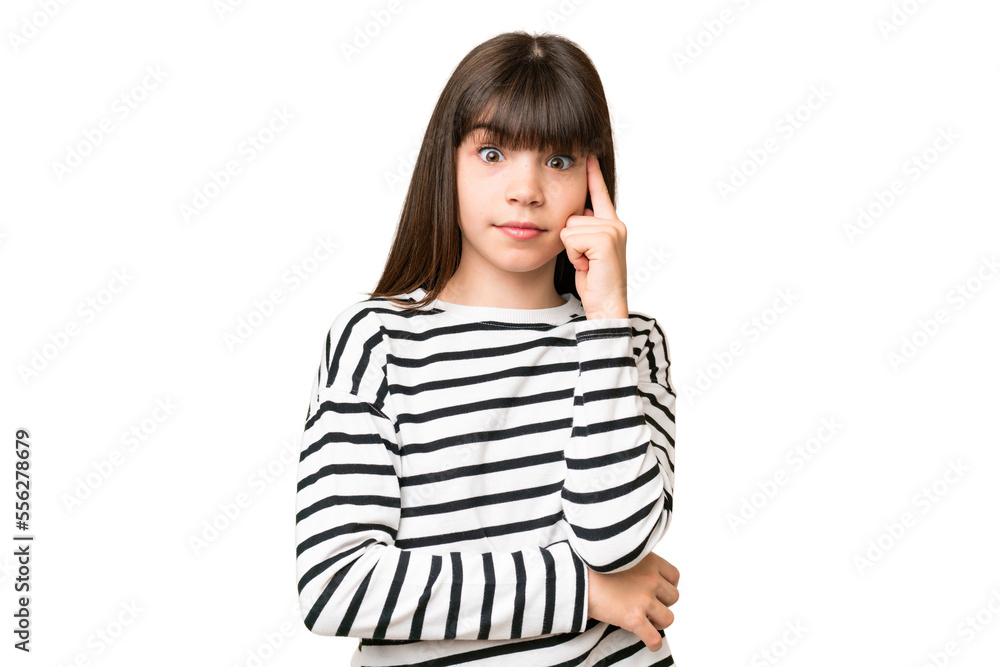 Little caucasian girl over isolated background thinking an idea Little caucasian girl over isolated background thinking an idea