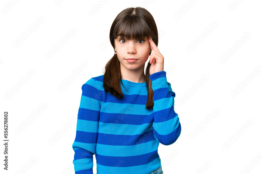 Little caucasian girl over isolated background thinking an idea Little caucasian girl over isolated background thinking an idea