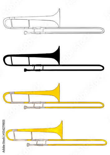 おしゃれなサックスのリアルイラストセット素材