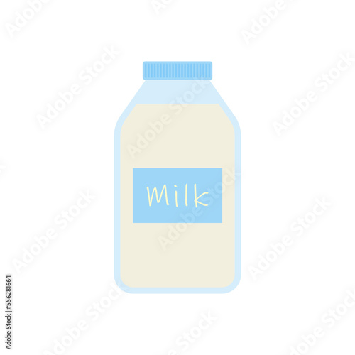 milk in bottle. Elements for design dairy products, logo farm, grocery store, health food, etc. Vector flat design illustration.