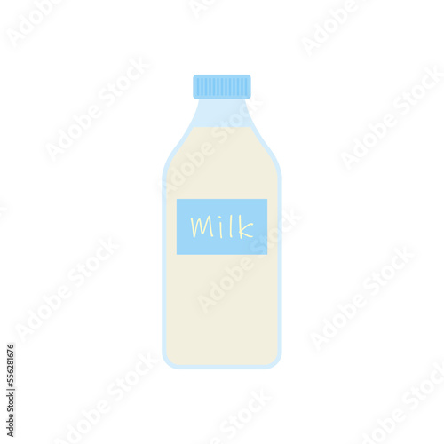milk in bottle. Elements for design dairy products, logo farm, grocery store, health food, etc. Vector flat design illustration.